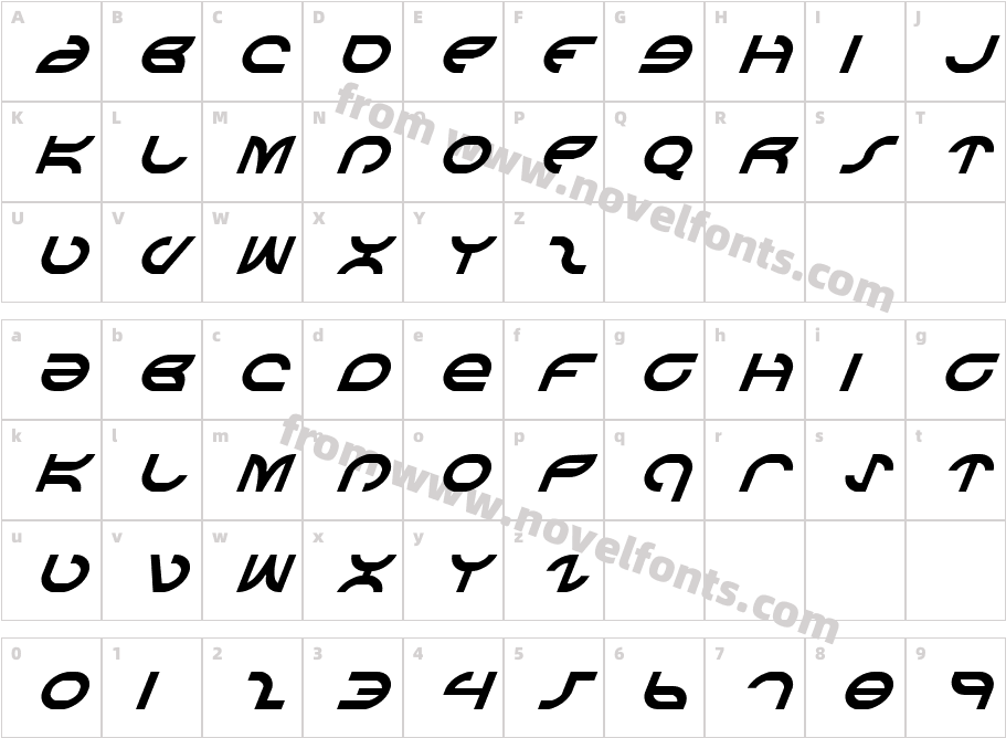 Aetherfox ItalicCharacter Map