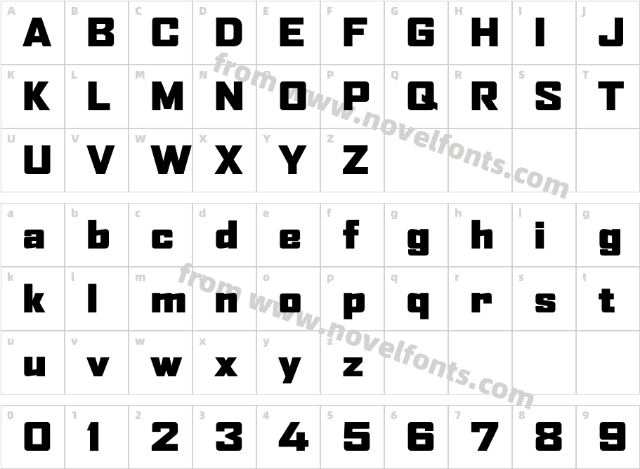 AgencyFB-BlackWideCharacter Map