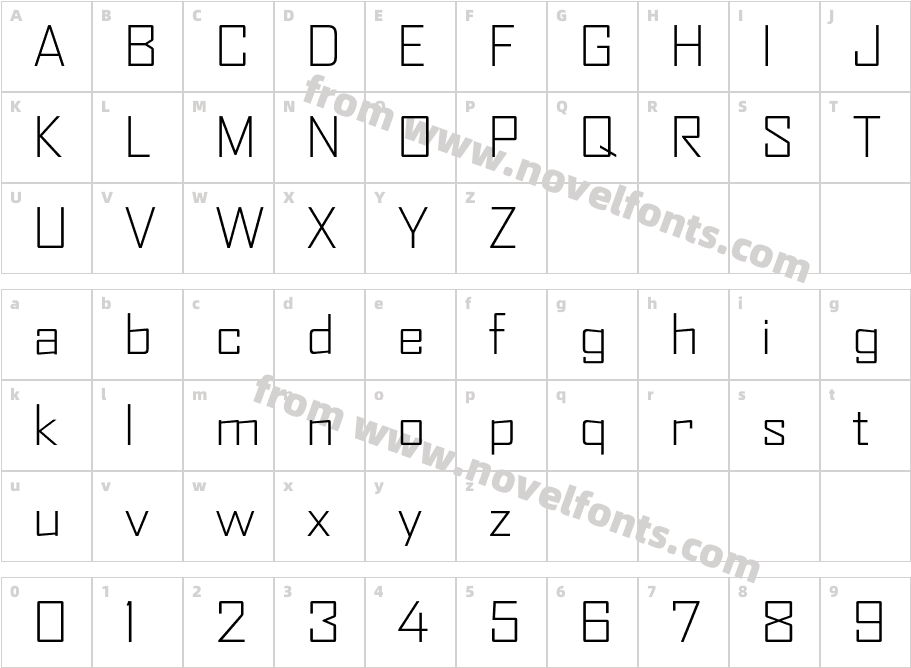 AgencyFB-LightWideCharacter Map