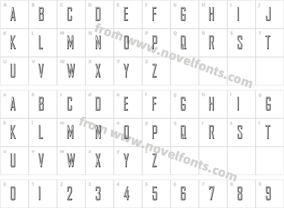 AgencyGothicCharacter Map