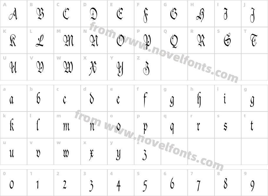 AgincortCondensedRegularSWFTECharacter Map