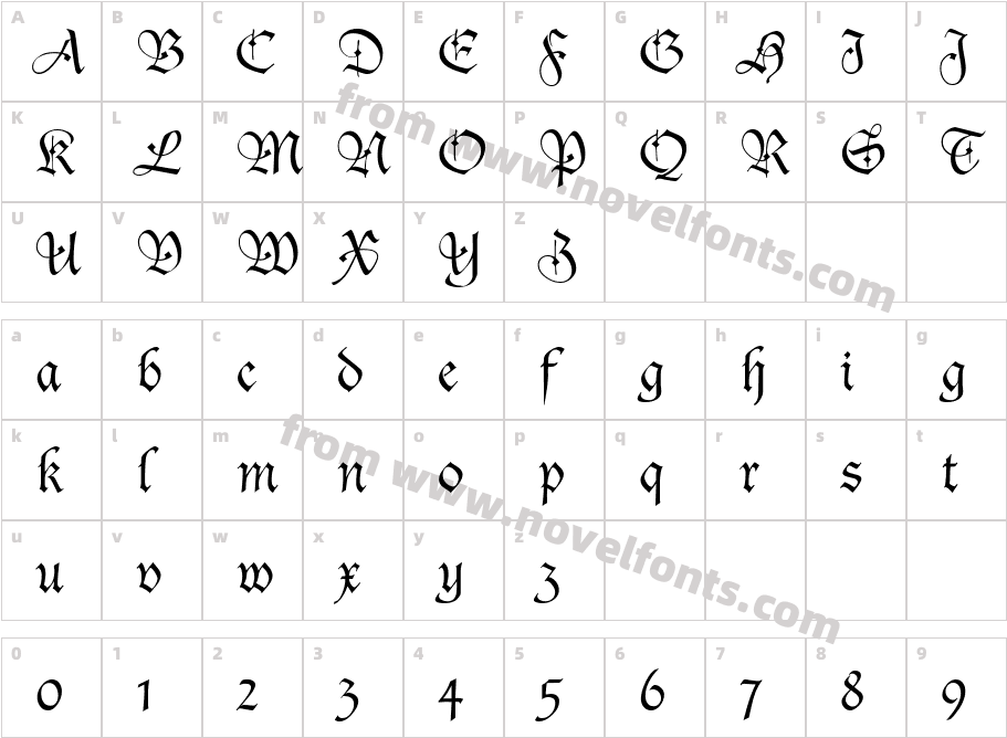 AgincortRegularSWFTECharacter Map