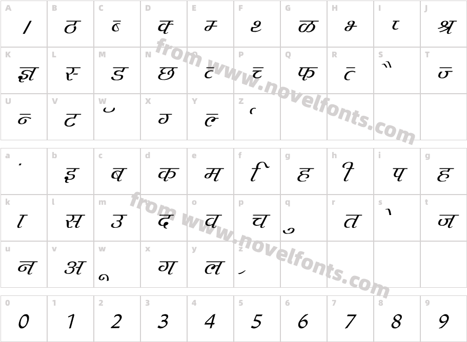 Agra ItalicCharacter Map