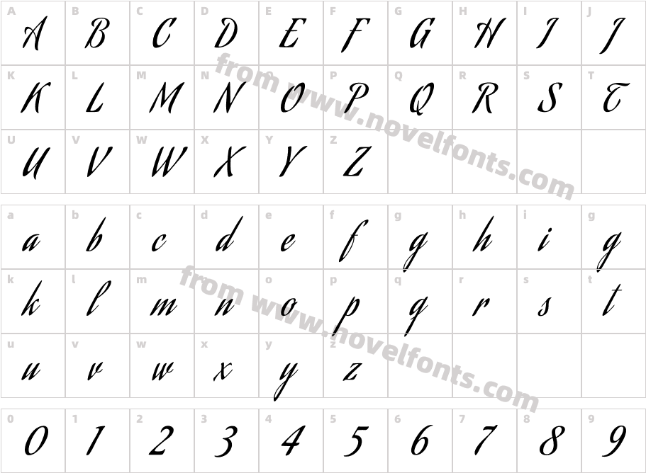 Aguafina Script RegularCharacter Map