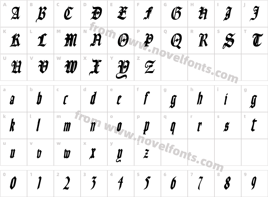 AinsworthSSK BoldItalicCharacter Map