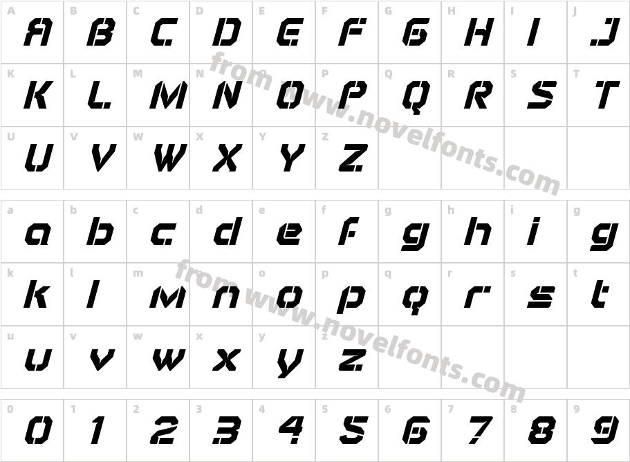 Airbrake ObliqueCharacter Map