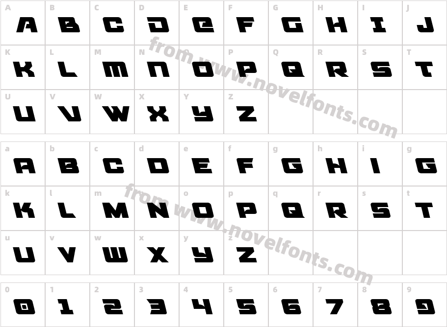 Aircruiser LeftalicCharacter Map