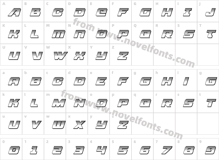 Aircruiser Platinum ItalicCharacter Map