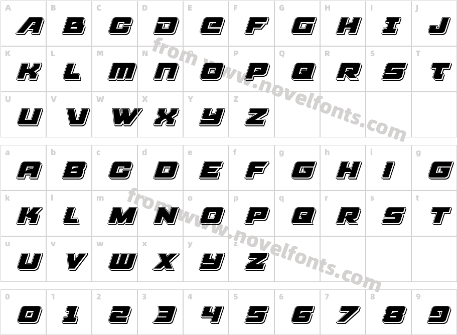 Aircruiser Punch ItalicCharacter Map