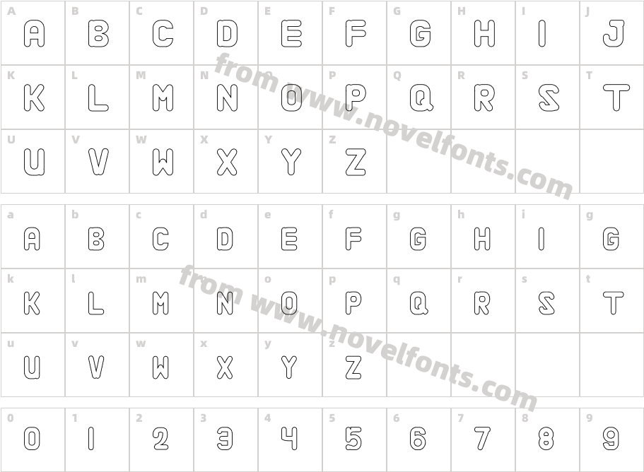 Alaqua OutlineCharacter Map