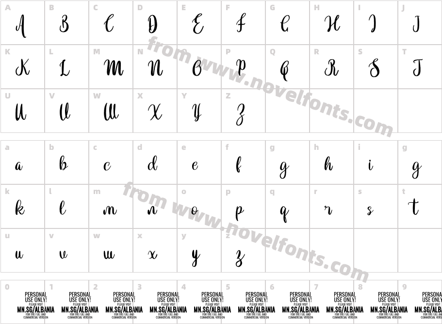 Albania PERSONAL USE ONLY RegularCharacter Map