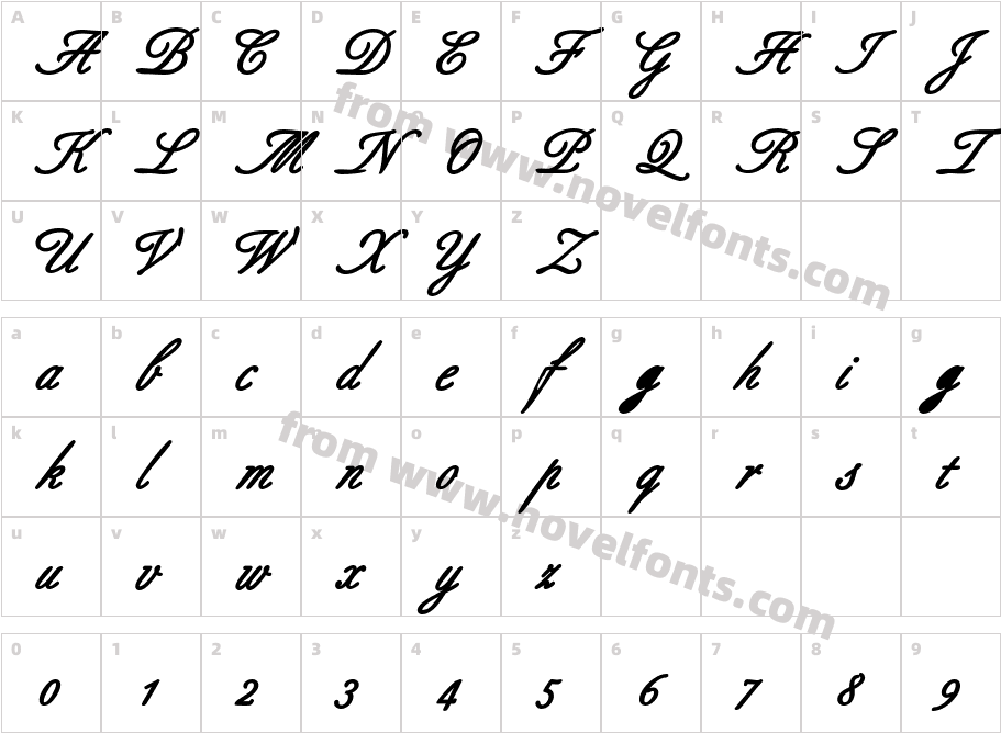 AldridgeScriptSSK BoldCharacter Map