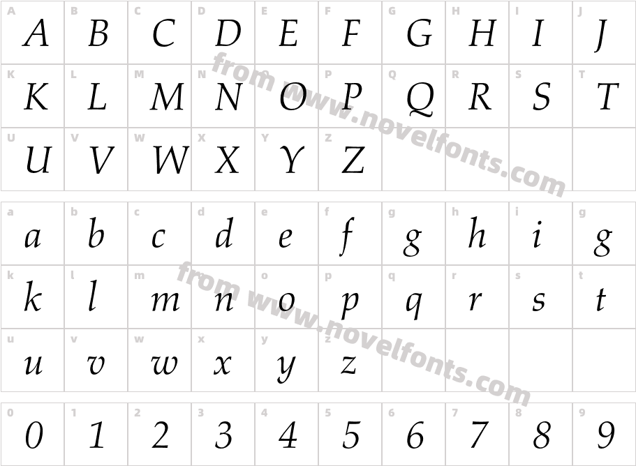 AldusBQ-ItalicCharacter Map