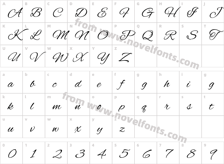 AlexBrush-RegularCharacter Map