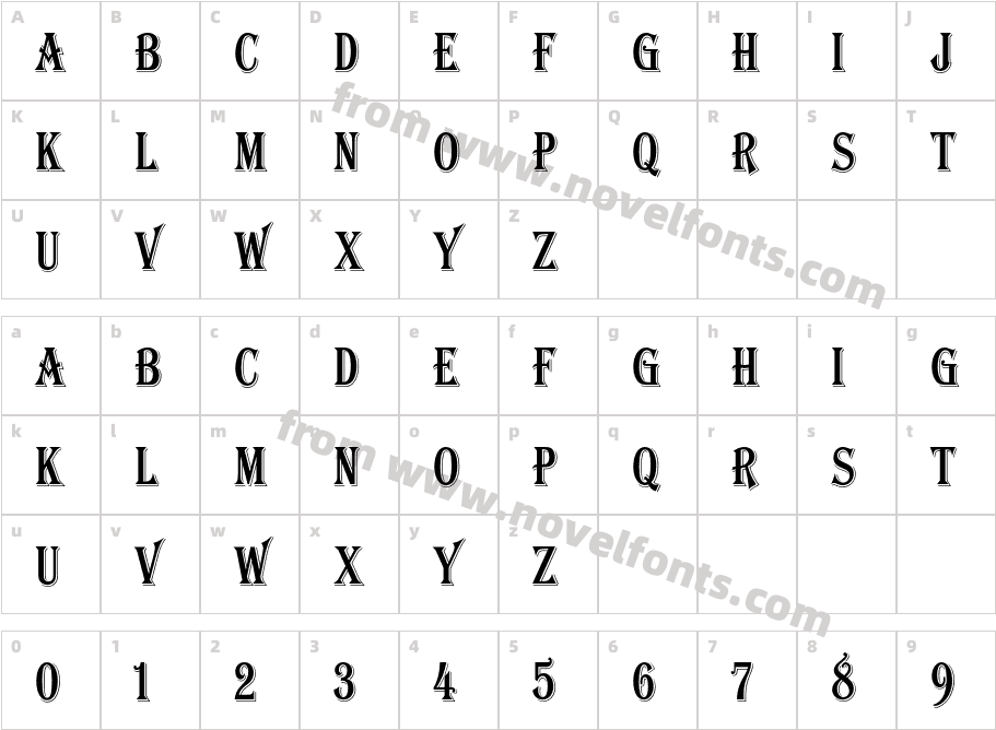 AlgerianCondensedStdCharacter Map