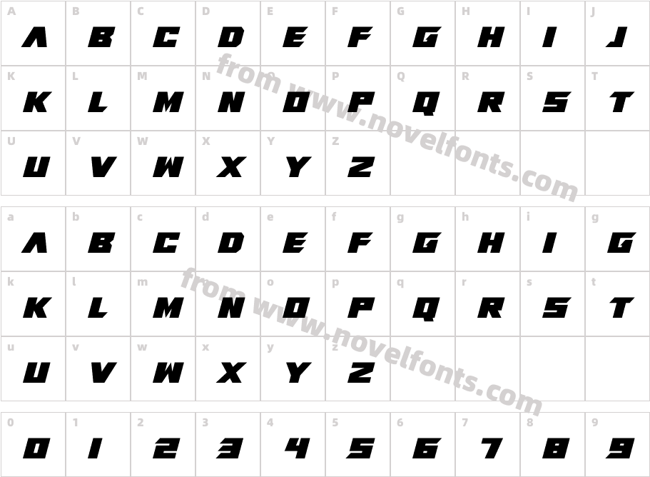 Alien Future ItalicCharacter Map