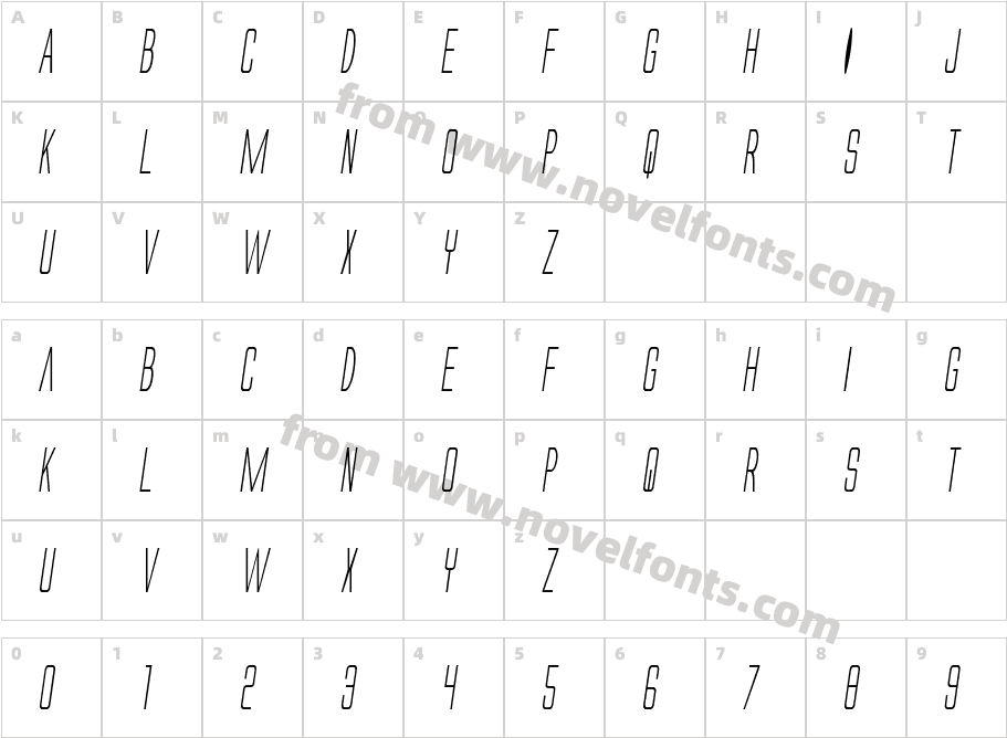 Alien League Condensed ItalicCharacter Map