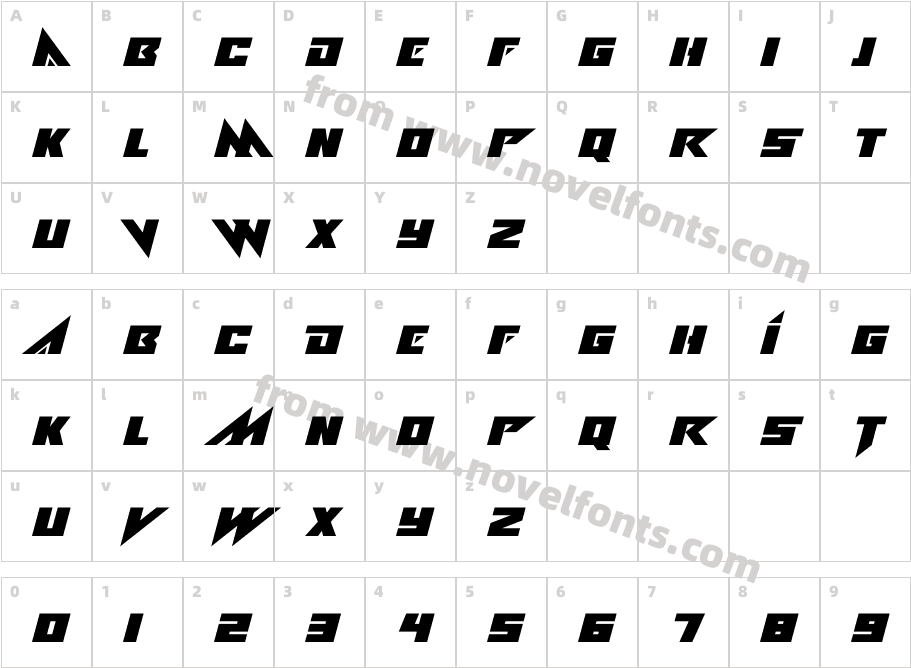 Alien Ravager ItalicCharacter Map