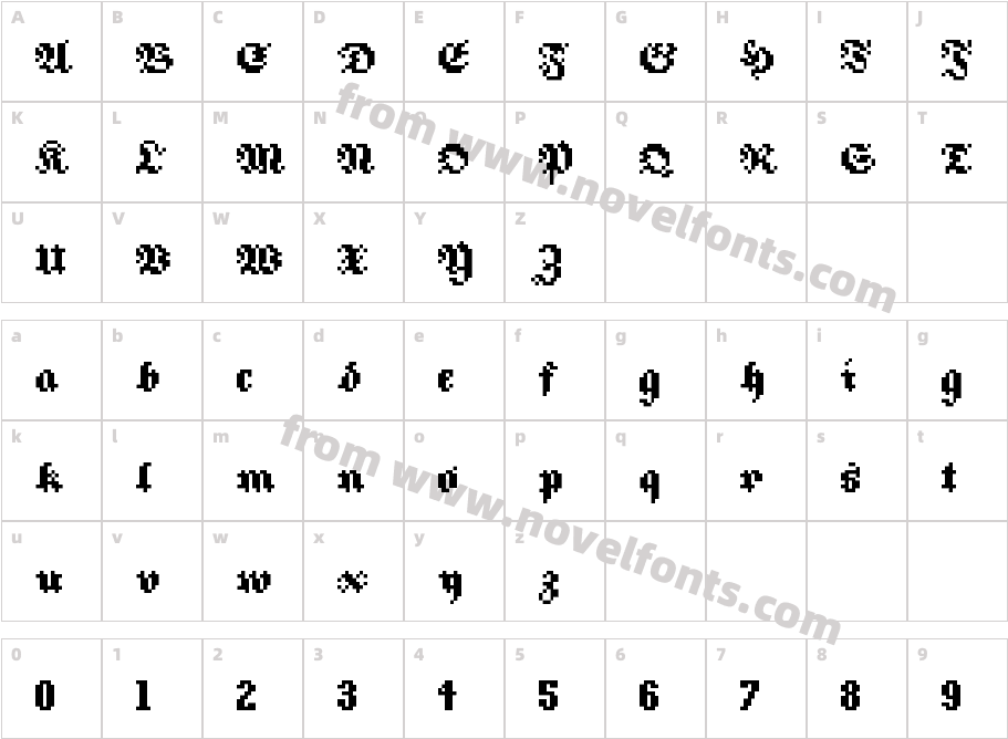 8Fraktura RC RegularCharacter Map