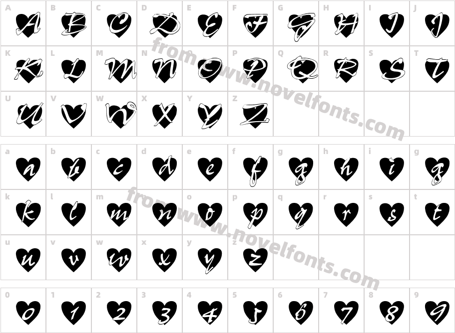 All Hearts NormalCharacter Map