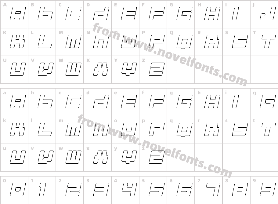 Almanaque Outline ItalicCharacter Map