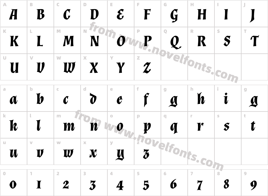 Almendra Bold ItalicCharacter Map