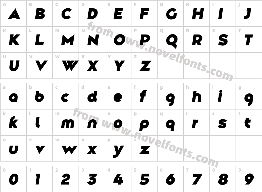 Along Sans s2 HeavyItalicCharacter Map