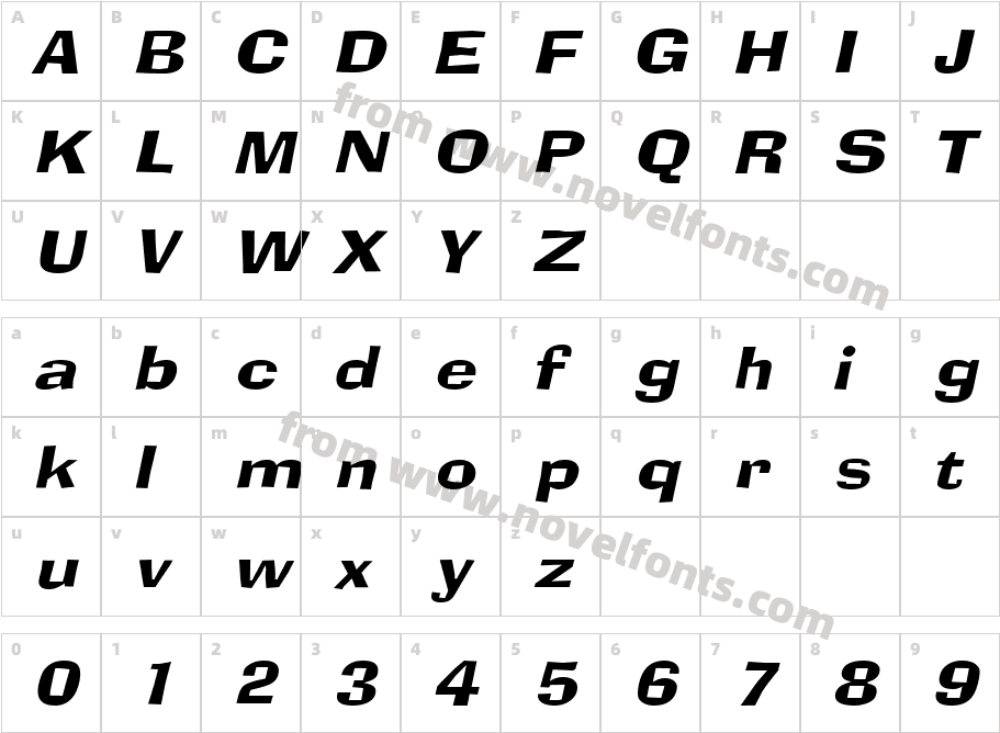 Alor Narrow Wide ItalicCharacter Map