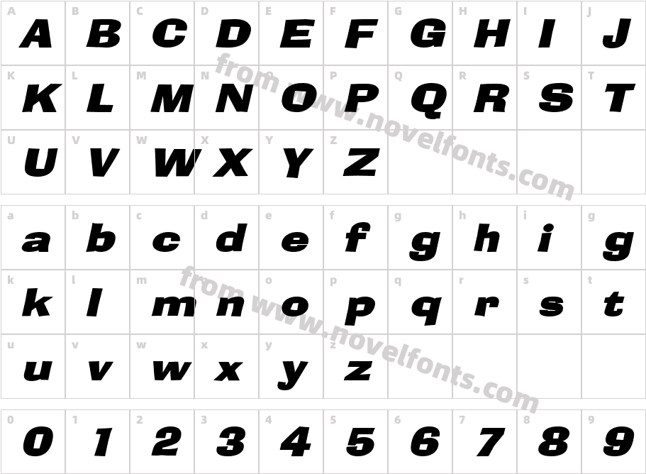 Alor Wide BoldItalicCharacter Map