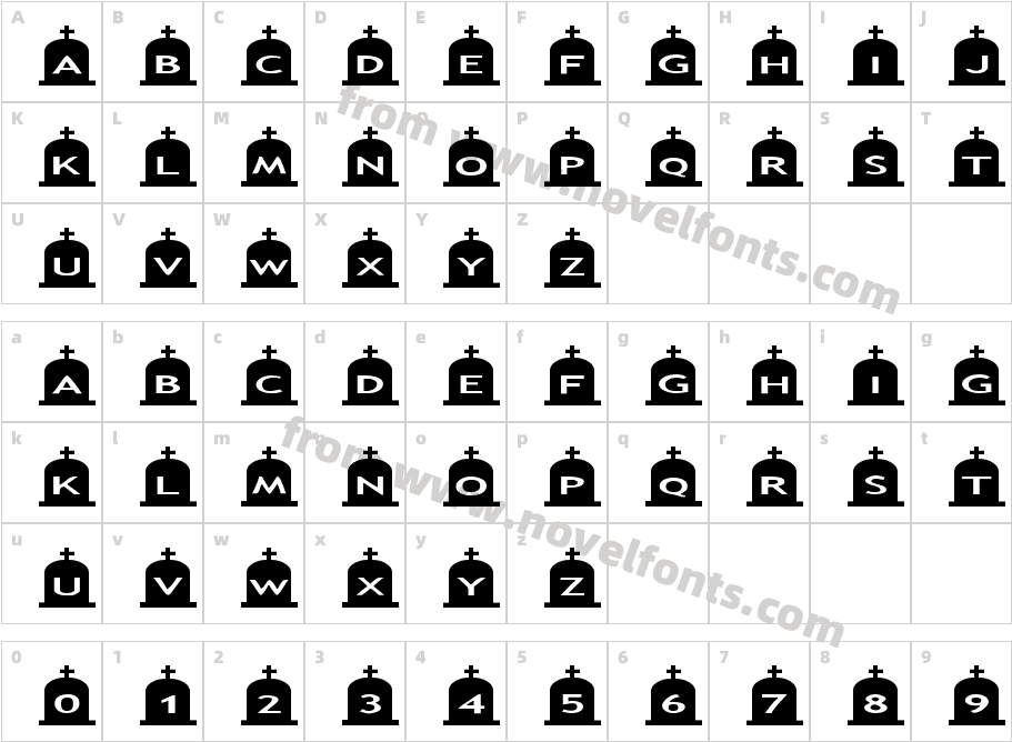 AlphaShapes gravestones 3Character Map