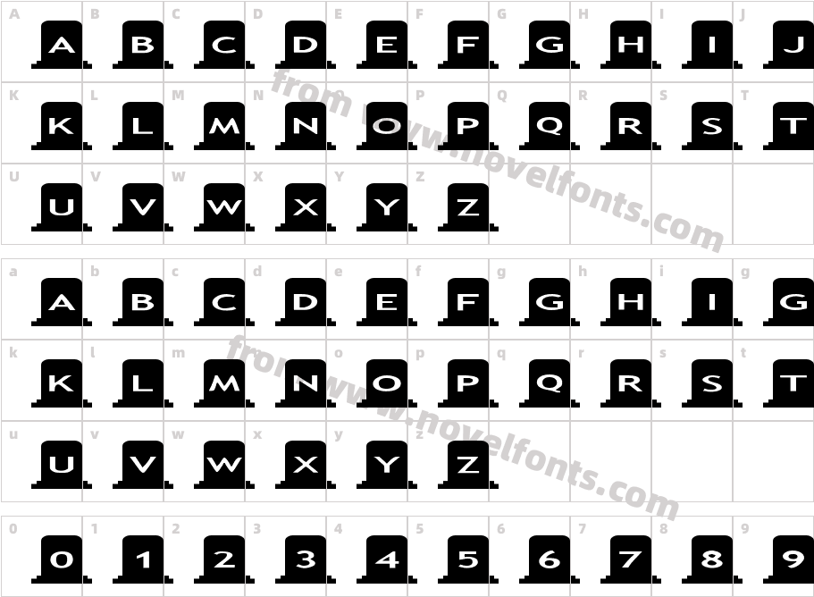 AlphaShapes gravestonesCharacter Map