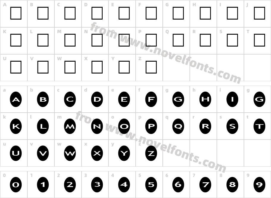 AlphaShapes ovalsCharacter Map