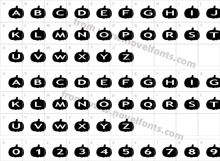 AlphaShapes pumpkinsCharacter Map