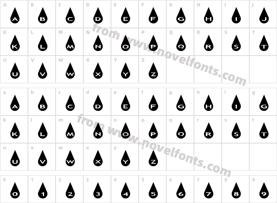 AlphaShapes raindropsCharacter Map