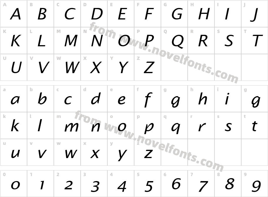 Alphabet2-ItalicCharacter Map