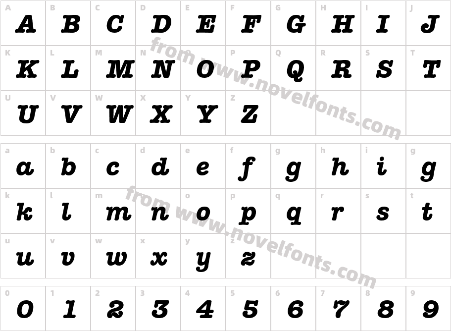 AmTypewriterITCTT Gras ItaliqueCharacter Map