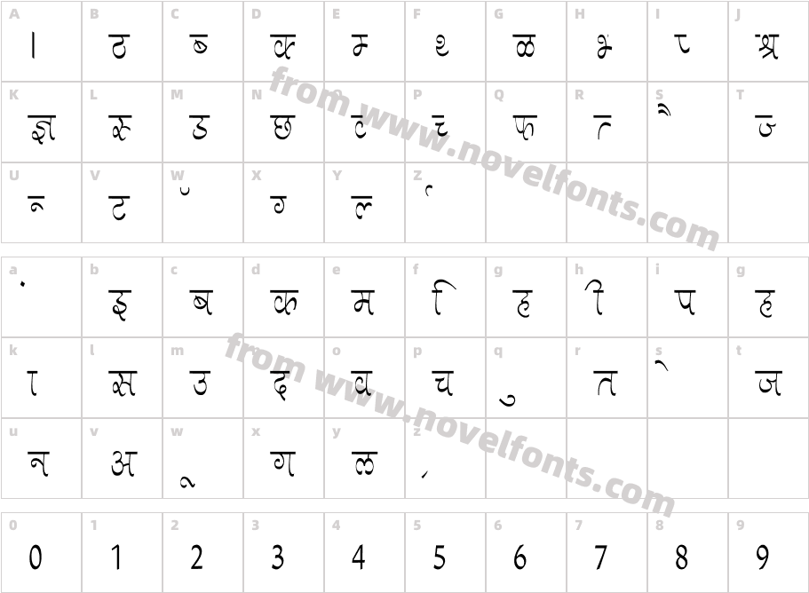 Aman CondensedCharacter Map