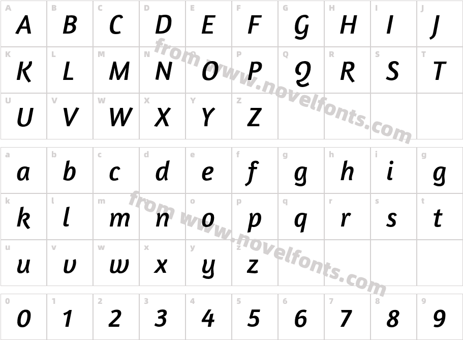 Amaranth-ItalicCharacter Map