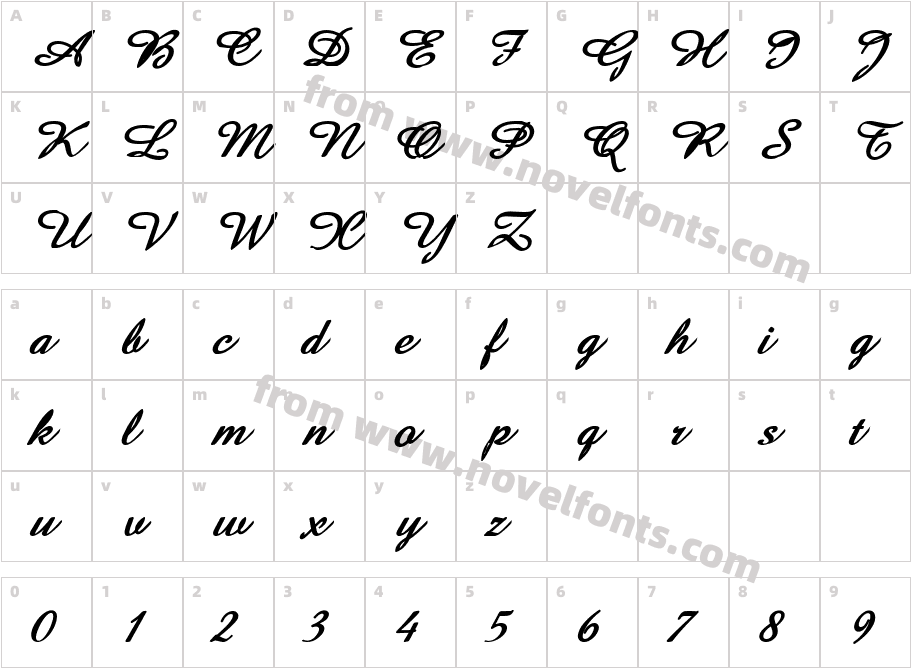 Amaze Bold ItalicCharacter Map