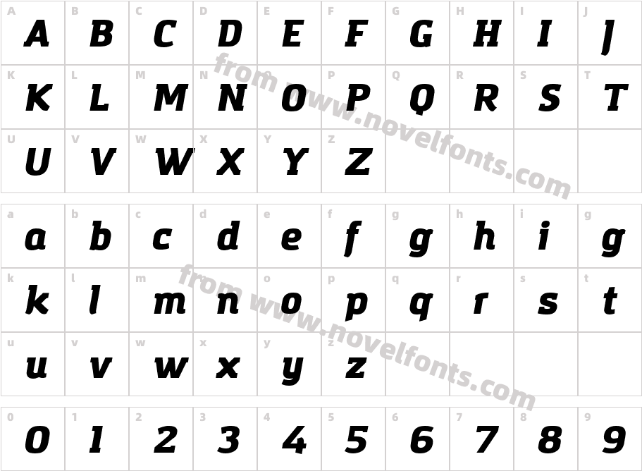 Amazing Grotesk Ultra ItalicCharacter Map