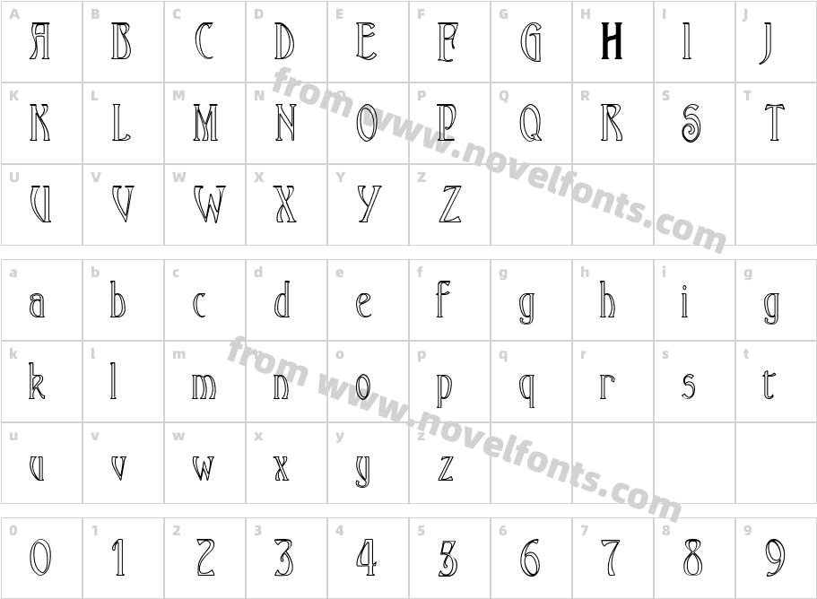 Ambrosia OutlineCharacter Map