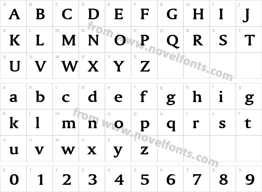 Ameretto Wide BoldCharacter Map