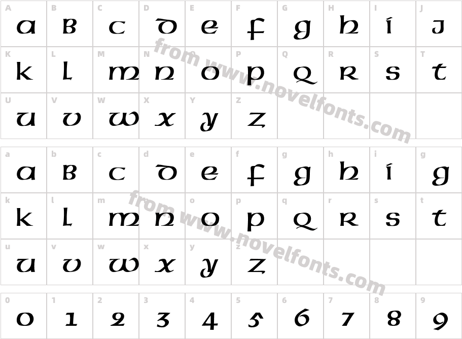 American-Uncial-NormalCharacter Map