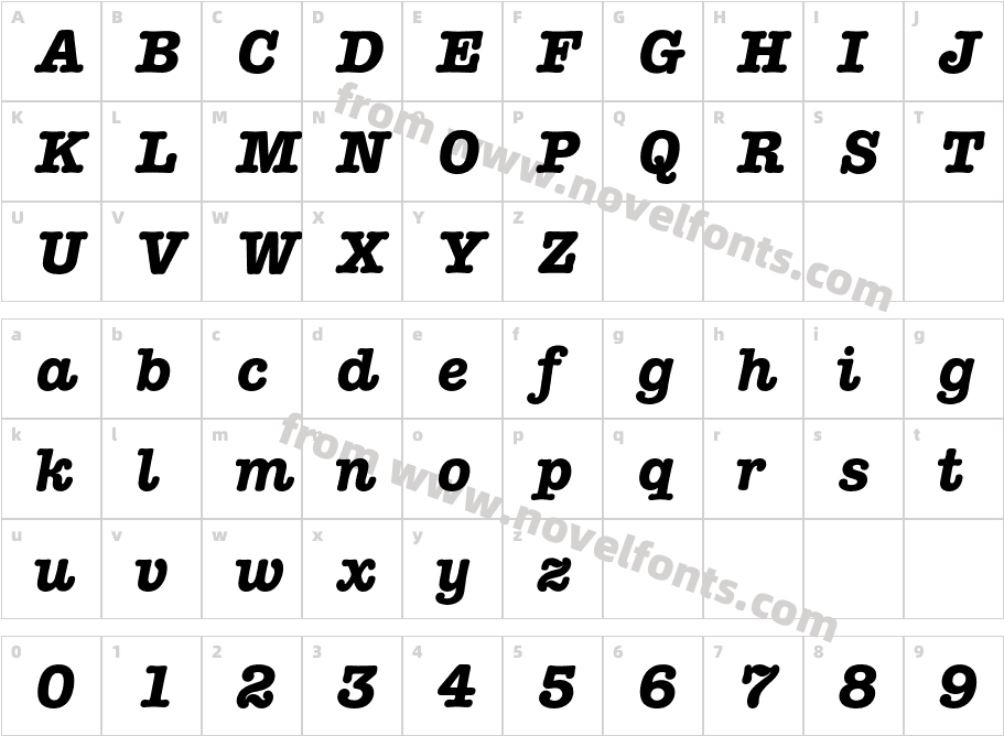 AmericanTypewriterBQ-BoldItalicCharacter Map