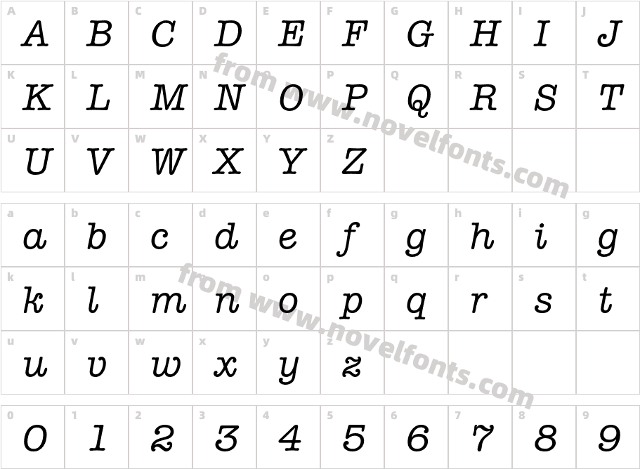 AmericanTypewriterStd-MdItCharacter Map