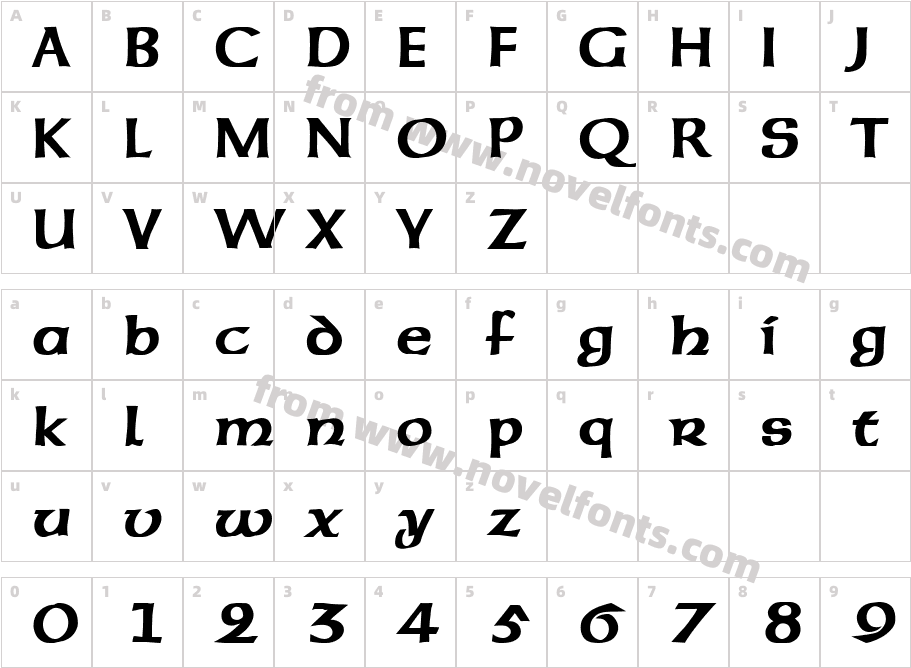 AmericanUncial BoldCharacter Map