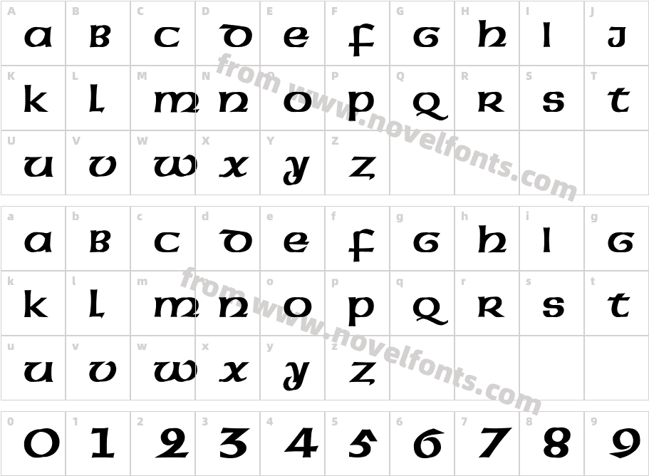 AmericanUncialInitialsBoldCharacter Map