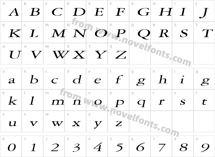 Amery Extended ItalicCharacter Map