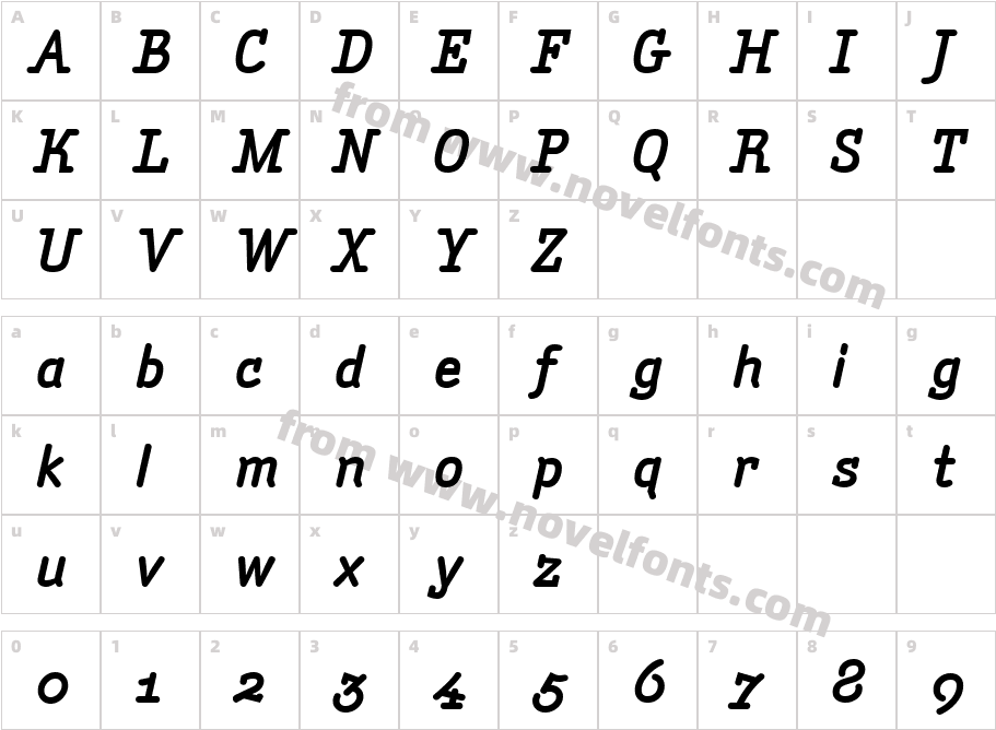 AmintaBoldItalicCharacter Map