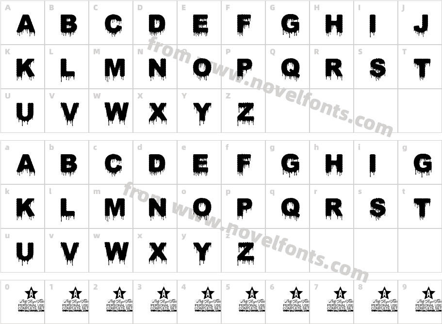 CONFLICT DRIPS PERSONAL USE BoldCharacter Map